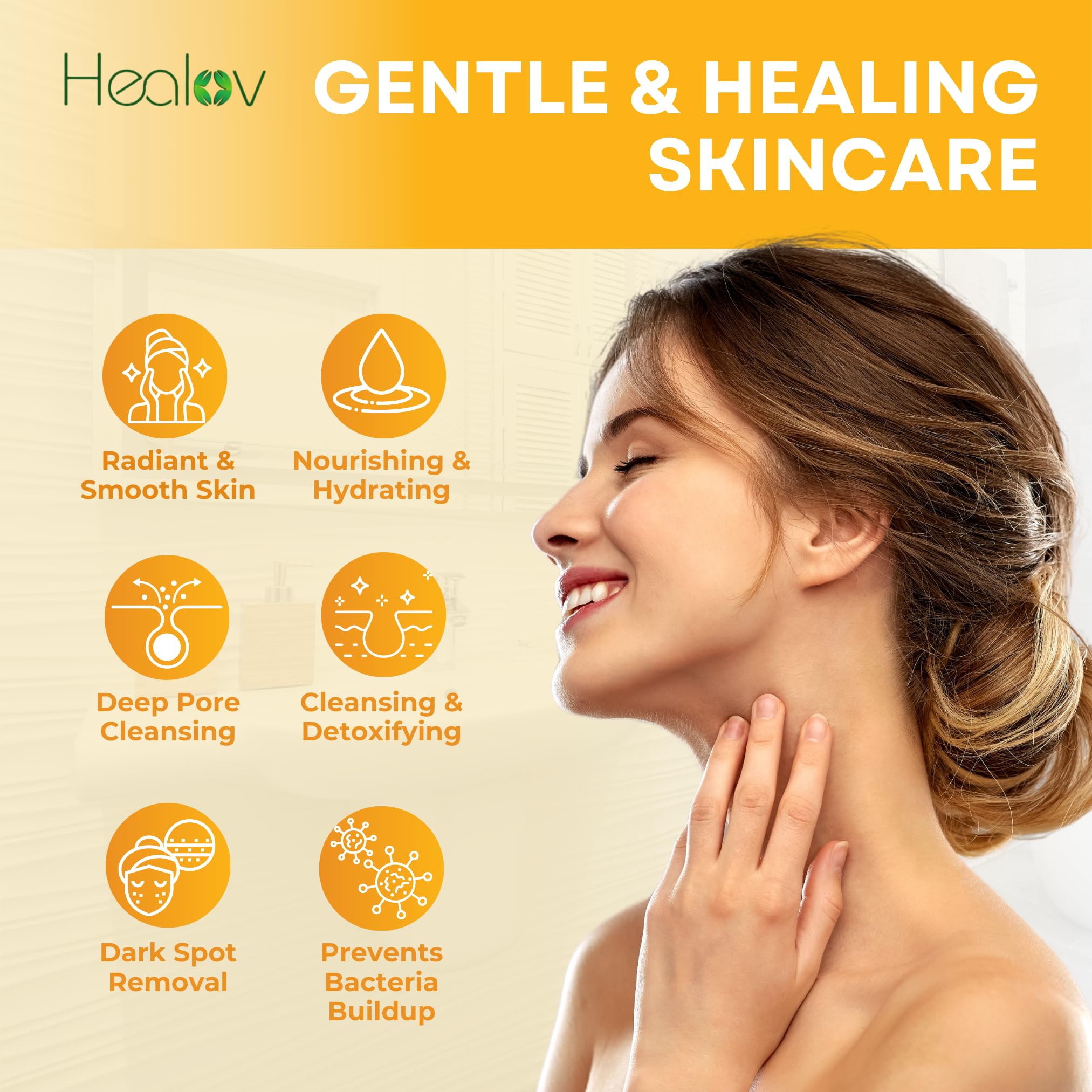 Healov Turmeric Face Cream for Dark Spots – Natural Turmeric Skin Brightening Lotion for Face & Body – Cleanse Skin, Fight Acne, Even Tone, Clear Scars, Sun Damage, & Hyperpigmentation – 50g / 1.67oz